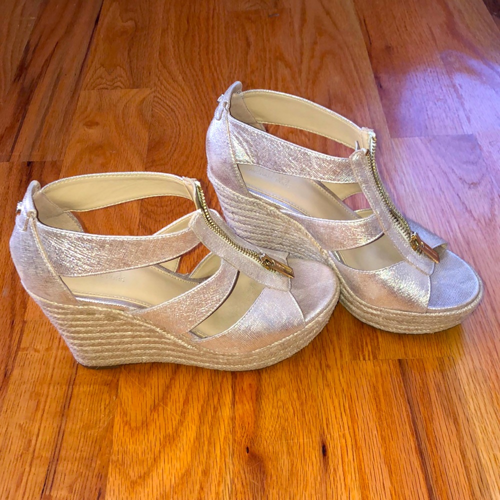 Michael kors gold platform espadrilles